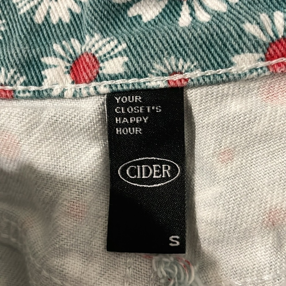 Cider Teal Green Floral Straight Leg Denim Jeans Size Small - Picture 4 of 6
